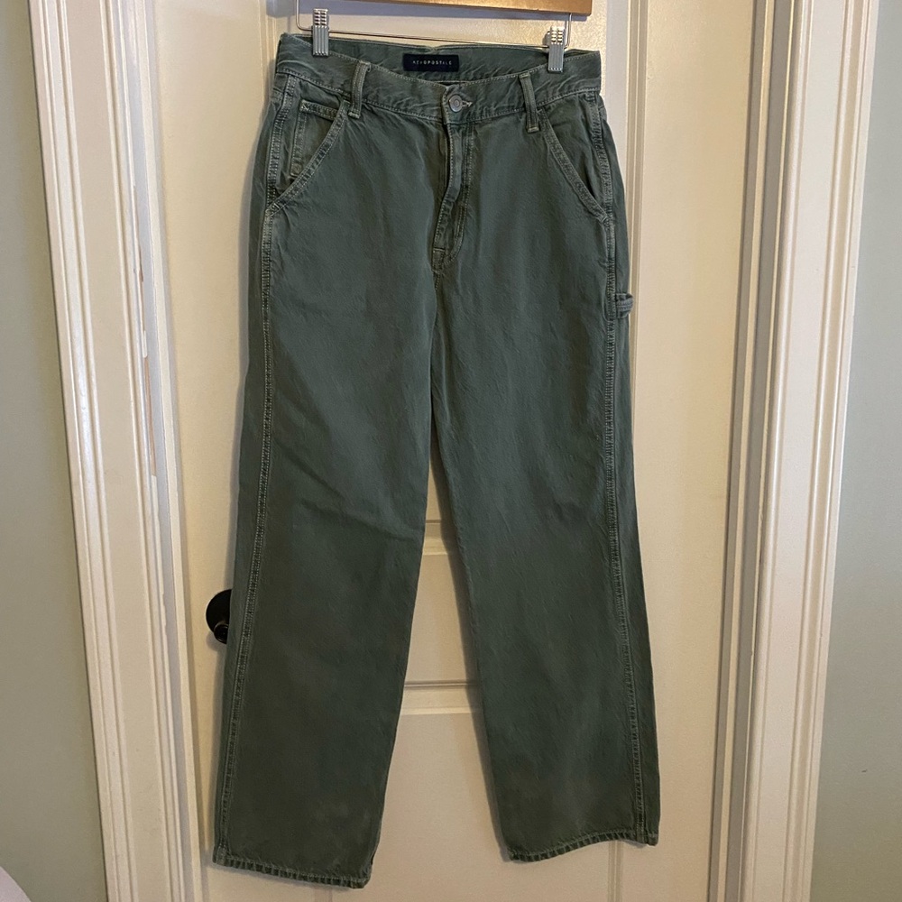 Aeropostale Olive Green Carpenter Baggy Jeans